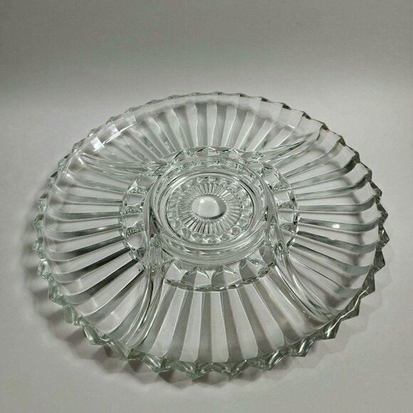Vintage Indiana Glass 5 Section Serving Tray Plate - Picture 1 of 7